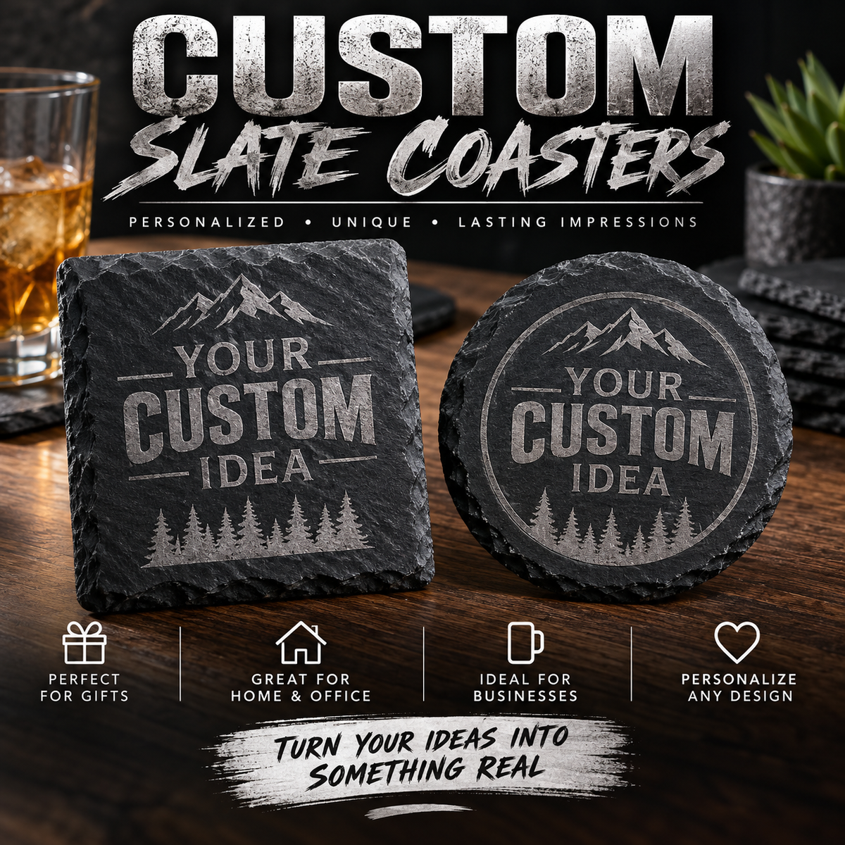 Custom slate coaster